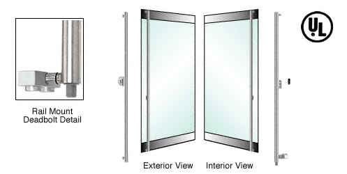 C.R. Laurence CRL Brushed Stainless Left Hand Swing Rail Mount Keyed Access &quot;F&quot; Bottom Secured Deadbolt Exterior Handle | DB131F5RKBS