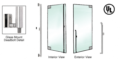 C.R. Laurence CRL Brushed Stainless Right Hand Double Acting Glass Mount Keyed Access &quot;K&quot; Bottom Secured Deadbolt Exterior Handle | DB131K1GKBS