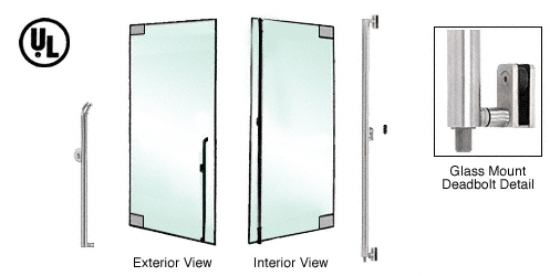 C.R. Laurence CRL Brushed Stainless Left Hand Double Acting Glass Mount Keyed Access &quot;K&quot; Bottom Secured Deadbolt Exterior Handle | DB131K2GKBS