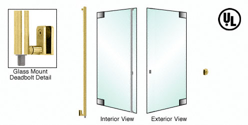 C.R. Laurence CRL Polished Brass Right Hand Double Acting Glass Mount Keyed Access &quot;Z&quot; Bottom Secured Deadbolt Exterior Handle | DB131Z1GKPB
