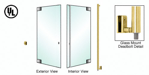 C.R. Laurence CRL Polished Brass Left Hand Double Acting Glass Mount Keyed Access &quot;Z&quot; Bottom Secured Deadbolt Exterior Handle | DB131Z2GKPB