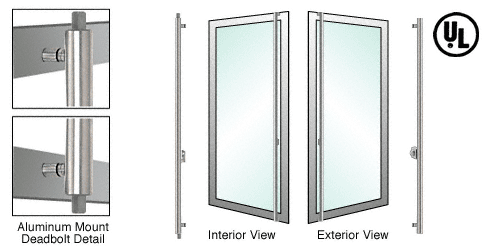 C.R. Laurence CRL Brushed Stainless Right Hand Double Acting Aluminum Door Mount Keyed Access &quot;F&quot; Exterior Top and Bottom Secured Deadbolt Handle | DB132F1AKBS