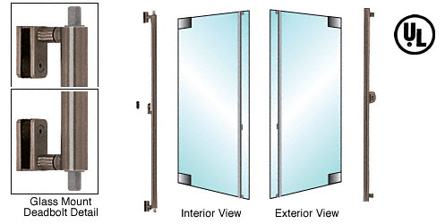 C.R. Laurence CRL Oil Rubbed Bronze Right Hand Double Acting Glass Mount Keyed Access &quot;F&quot; Exterior Top and Bottom Secured Deadbolt Handle | DB132F1GK0RB