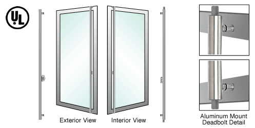 C.R. Laurence CRL Brushed Stainless Left Hand Double Acting Aluminum Door Mount Cylinder/Thumbturn  &quot;F&quot; Exterior Top and Bottom Secured Deadbolt Handle | DB132F2A1BS