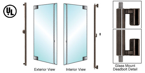 C.R. Laurence CRL Oil Rubbed Bronze Left Hand Double Acting Glass Mount Keyed Access &quot;F&quot; Exterior Top and Bottom Secured Deadbolt Handle | DB132F2GK0RB