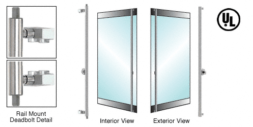 C.R. Laurence CRL Brushed Stainless Right Hand Reverse Rail Mount Cylinder/Thumbturn &quot;F&quot; Exterior Top and Bottom Secured Deadbolt Handle | DB132F3R1BS
