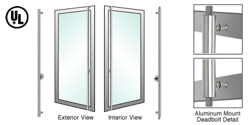 C.R. Laurence CRL Brushed Stainless Left Hand Reverse Aluminum Door Mount Cylinder/Thumbturn  &quot;F&quot; Exterior Top and Bottom Secured Deadbolt Handle | DB132F4A1BS