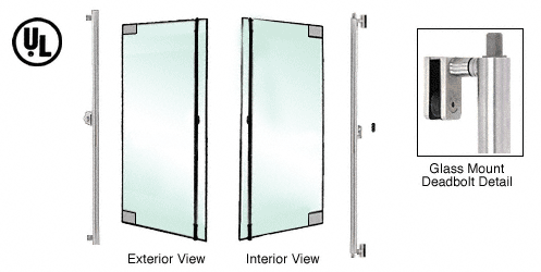C.R. Laurence CRL Brushed Stainless Left Hand Reverse Glass Mount &quot;F&quot; Exterior Top and Bottom Secured Deadbolt Handle | DB132F4GKBS
