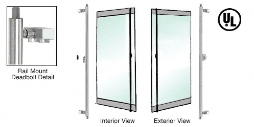 C.R. Laurence CRL Brushed Stainless Right Hand Rail Mount &quot;F&quot; Exterior Top and Bottom Secured Deadbolt Handle | DB132F5RKBS