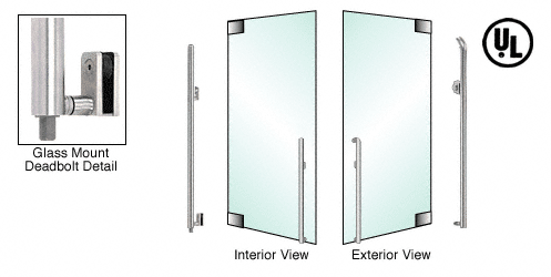 C.R. Laurence CRL Brushed Stainless Right Hand Reverse Glass Mount Keyed Access &quot;K&quot; Exterior Bottom Securing Deadbolt Handle | DB140K3GKBS