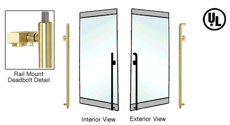 C.R. Laurence CRL Polished Brass Right Hand Reverse Rail Mount Keyed Access &quot;K&quot; Exterior Bottom Securing Deadbolt Handle | DB140K3RKPB