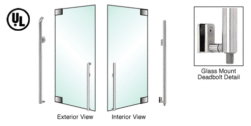 C.R. Laurence CRL Brushed Stainless Left Hand Reverse Glass Mount Keyed Access &quot;K&quot; Exterior Bottom Securing Deadbolt Handle | DB140K4GKBS