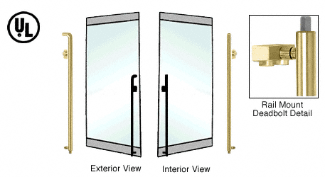 C.R. Laurence CRL Polished Brass Left Hand Reverse Rail Mount Keyed Access &quot;K&quot; Exterior Bottom Securing Deadbolt Handle | DB140K4RKPB