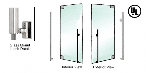 C.R. Laurence CRL Polished Stainless Right Hand Double Acting Glass Mount Keyed Cylinder/Thumbturn  &quot;KS&quot; Exterior Bottom Securing Deadbolt Handle | DB140KS1G1PS