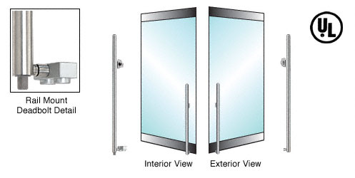 C.R. Laurence CRL Polished Stainless Right Hand Double Acting Rail Mount Cylinder/Thumbturn &quot;KS&quot; Bottom Secured Deadbolt Exterior Handle | DB140KS1R1PS