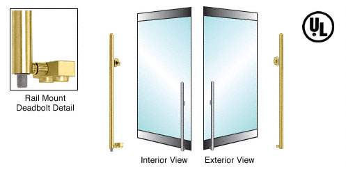 C.R. Laurence CRL Satin Brass Right Hand Double Acting Rail Mount Cylinder/Thumbturn &quot;KS&quot; Bottom Secured Deadbolt Exterior Handle | DB140KS1R1SB