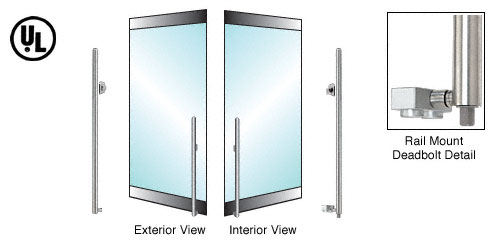 C.R. Laurence CRL Polished Stainless Left Hand Double Acting Rail Mount Cylinder/Thumbturn &quot;KS&quot; Bottom Secured Deadbolt Exterior Handle | DB140KS2R1PS