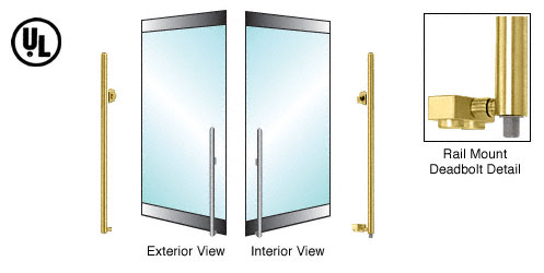 C.R. Laurence CRL Satin Brass Left Hand Double Acting Rail Mount Cylinder/Thumbturn &quot;KS&quot; Bottom Secured Deadbolt Exterior Handle | DB140KS2R1SB