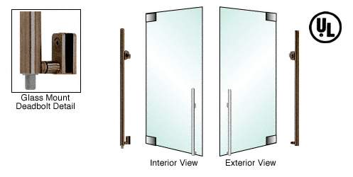 C.R. Laurence CRL Oil Rubbed Bronze Right Hand Reverse Glass Mount Cyl./Thumbturn &quot;KS&quot; Exterior Bottom Securing Deadbolt Handle | DB140KS3G10RB