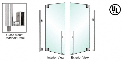 C.R. Laurence CRL Brushed Stainless Right Hand Reverse Glass Mount Cylinder Outside, Thumbturn Inside &quot;KS&quot; Exterior Bottom Securing Deadbolt Handle | DB140KS3G1BS