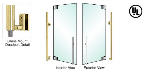 C.R. Laurence CRL Polished Brass Right Hand Reverse Glass Mount Cylinder Outside, Thumbturn Inside &quot;KS&quot; Exterior Bottom Securing Deadbolt Handle | DB140KS3G1PB
