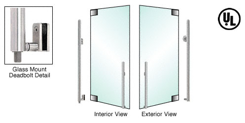 C.R. Laurence CRL Polished Stainless Right Hand Reverse Glass Mount Keyed Access &quot;KS&quot; Exterior Bottom Securing Deadbolt Handle | DB140KS3GKPS