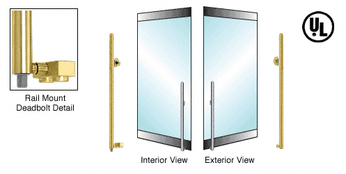 C.R. Laurence CRL Polished Brass Right Hand Reverse Rail Mount Cylinder/Thumbturn &quot;KS&quot; Bottom Secured Deadbolt Exterior Handle | DB140KS3R1PB