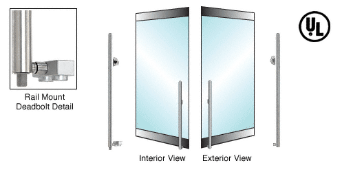 C.R. Laurence CRL Polished Stainless Right Hand Reverse Rail Mount Cylinder/Thumbturn &quot;KS&quot; Bottom Secured Deadbolt Exterior Handle | DB140KS3R1PS