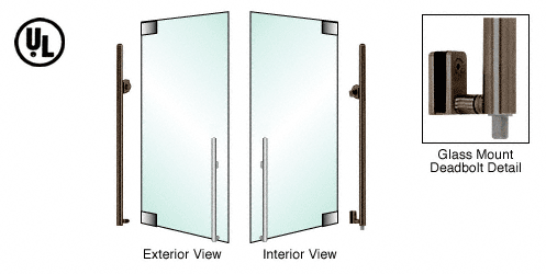 C.R. Laurence CRL Oil Rubbed Bronze Left Hand Reverse Glass Mount Cyl./Thumbturn &quot;KS&quot; Exterior Bottom Securing Deadbolt Handle | DB140KS4G10RB