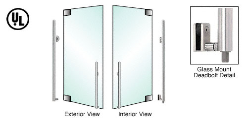 C.R. Laurence CRL Polished Stainless Left Hand Reverse Glass Mount Keyed Access &quot;KS&quot; Exterior Bottom Securing Deadbolt Handle | DB140KS4GKPS