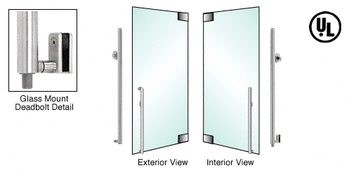 C.R. Laurence CRL Brushed Stainless Right Hand Glass Mount Cylinder Outside, Thumbturn Inside &quot;KS&quot; Exterior Bottom Securing Deadbolt Handle | DB140KS5G1BS