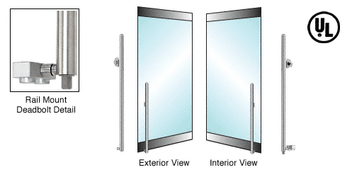 C.R. Laurence CRL Brushed Stainless Right Hand Swing Rail Mount Cylinder/Thumbturn Access &quot;KS&quot; Exterior Bottom Securing Deadbolt Handle | DB140KS5R1BS