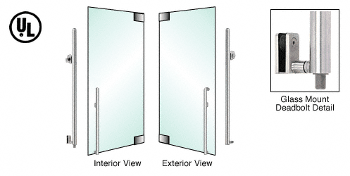 C.R. Laurence CRL Brushed Stainless Left Hand Glass Mount Cylinder Outside, Thumbturn Inside &quot;KS&quot; Exterior Bottom Securing Deadbolt Handle | DB140KS6G1BS