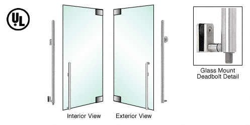 C.R. Laurence CRL Brushed Stainless Left Hand Glass Mount Cylinder/Cylinder &quot;KS&quot; Exterior Bottom Securing Deadbolt Handle | DB140KS6GKBS