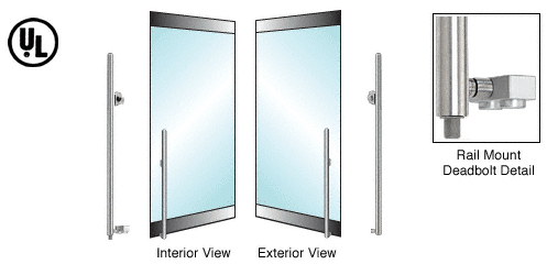 C.R. Laurence CRL Polished Stainless Left Hand Swing Rail Mount Cylinder/Thumbturn Access &quot;KS&quot; Exterior Bottom Securing Deadbolt Handle | DB140KS6R1PS