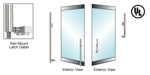 C.R. Laurence CRL Brushed Stainless Right Hand Reverse Rail Mount Keyed Access &quot;N&quot; Exterior Bottom Securing Deadbolt Handle | DB140N3RKBS