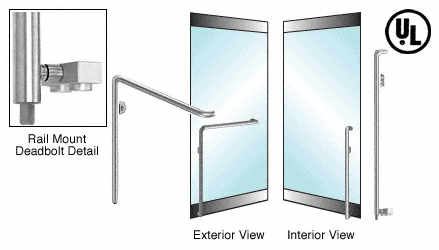 C.R. Laurence CRL Brushed Stainless Right Hand Swing Rail Mount Cylinder Outside &quot;C&quot; Exterior Bottom Securing Deadbolt Handle | DB150C5RKBS