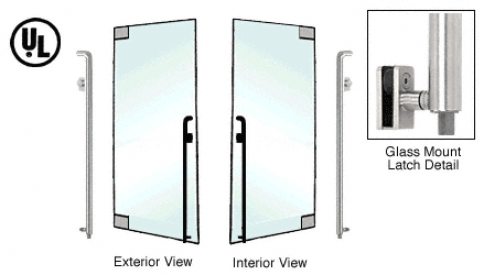 C.R. Laurence CRL Brushed Stainless Left Hand Double Acting Glass Mount Keyed Access &quot;K&quot; Exterior Bottom Securing Deadbolt Handle | DB150K2GKBS