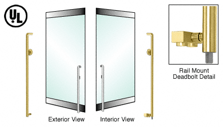 C.R. Laurence CRL Stain Brass Left Hand Double Acting Rail Mount Keyed Access &quot;K&quot; Exterior Bottom Securing Deadbolt Handle | DB150K2RKSB