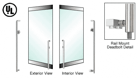 C.R. Laurence CRL Polished Stainless Left Hand Reverse Rail Mount Cylinder/Thumbturn &quot;K&quot; Exterior Bottom Securing Deadbolt Handle | DB150K4R1PS
