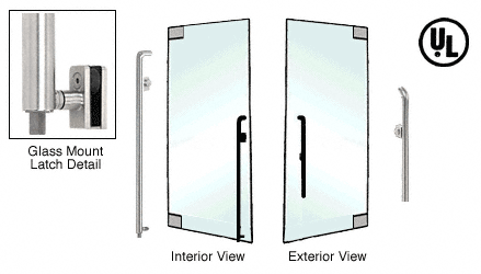 C.R. Laurence CRL Brushed Stainless Right Hand Double Acting Glass Mount Cylinder/Cylinder &quot;P&quot; Exterior Bottom Securing Deadbolt Handle | DB150P1GKBS
