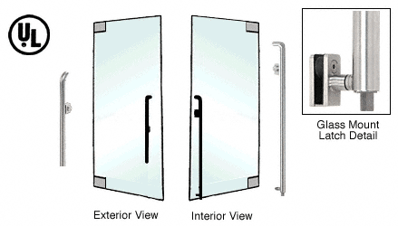 C.R. Laurence CRL Brushed Stainless Left Hand Double Acting Glass Mount Cylinder/Cylinder &quot;P&quot; Exterior Bottom Securing Deadbolt Handle | DB150P2GKBS