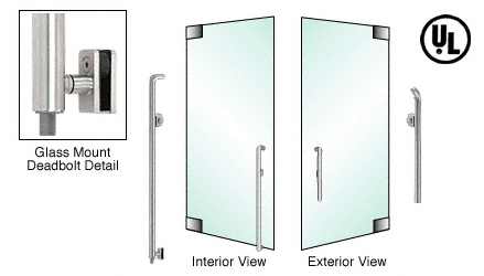 C.R. Laurence CRL Brushed Stainless Right Hand Reverse Glass Mount Cylinder/Cylinder &quot;P&quot; Exterior Bottom Securing Deadbolt Handle | DB150P3GKBS