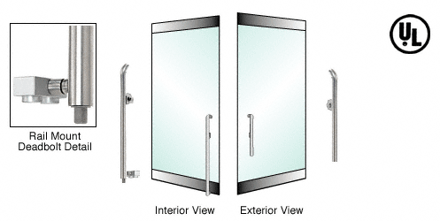 C.R. Laurence CRL Polished Stainless Right Hand Reverse Rail Mount Cylinder/Thumbturn &quot;P&quot; Exterior Bottom Securing Deadbolt Handle | DB150P3R1PS