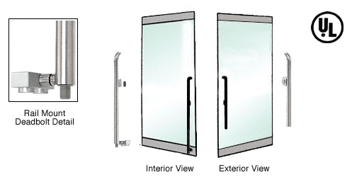 C.R. Laurence CRL Polished Stainless Right Hand Reverse Rail Mount Keyed Access &quot;P&quot; Exterior Bottom Securing Deadbolt Handle | DB150P3RKPS