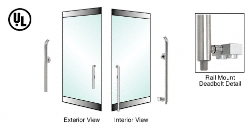 C.R. Laurence CRL Polished Stainless Left Hand Reverse Rail Mount Cylinder/Thumbturn &quot;P&quot; Exterior Bottom Securing Deadbolt Handle | DB150P4R1PS