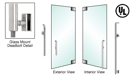 C.R. Laurence CRL Brushed Stainless Right Hand Glass Mount Cylinder/Thumbturn &quot;P&quot; Exterior Bottom Securing Deadbolt Handle | DB150P5G1BS
