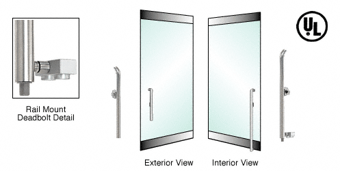 C.R. Laurence CRL Brushed Stainless Right Hand Rail Mount Cylinder/Thumbturn  &quot;P&quot; Exterior Bottom Securing Deadbolt Handle | DB150P5R1BS