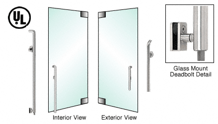 C.R. Laurence CRL Brushed Stainless Left Hand Glass Mount Cylinder/Thumbturn &quot;P&quot; Exterior Bottom Securing Deadbolt Handle | DB150P6G1BS