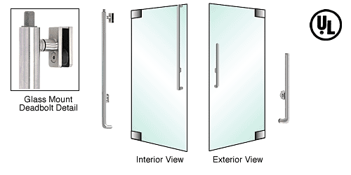 C.R. Laurence CRL Brushed Stainless Right Hand Reverse Glass Mount Keyed Access &quot;H&quot; Exterior Top Securing Deadbolt Handle | DB160H3GKBS